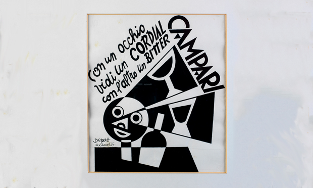 Fortunato Depero's Distrattamente mise il Bitter Campari in testa (1928). Courtesy Estorick Collection of Modern Italian Art