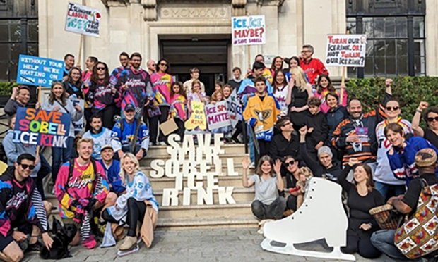 Protesting over the proposed future of Sobell ice rink